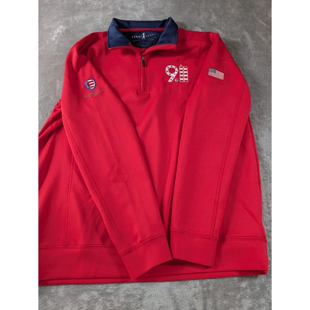 911 Bobby Jones Golf Pullover Men’s L Red H2O Performance 1/4 Zip - Picture 4 of 10
